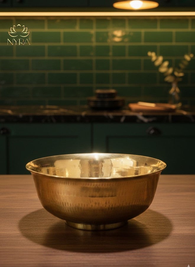Nyra Kitchenware Bronze-Toned Textured Brass Serving Bowl - Image 1